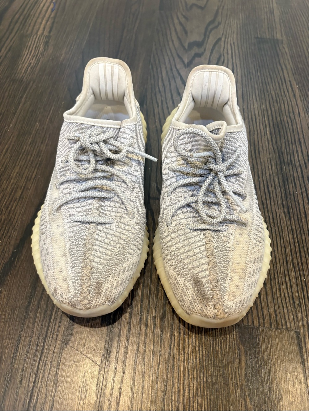 Adidas Yeezy Light Grey Knit Sneakers with Cream Sole
